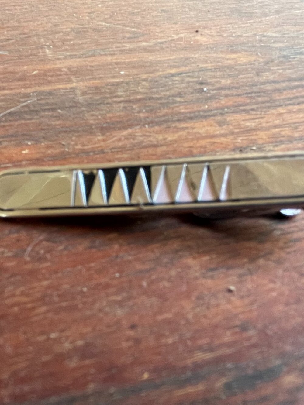 Mid Century Swank Chrome Triangular Geometric Teeth Tie Bar image 1 Mid Century